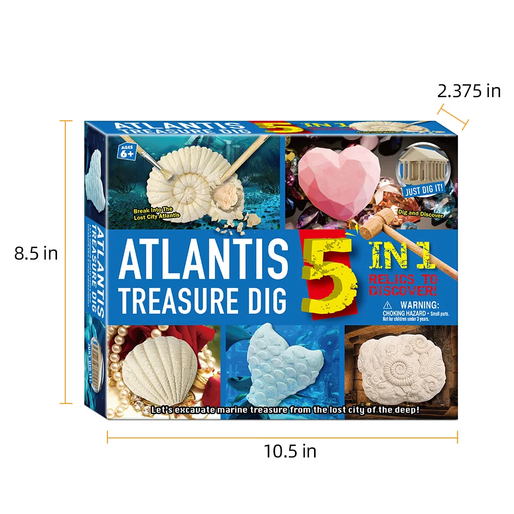 5in1 Dig & Discover Atlantis Treasure Pearl Shell Excavation DIY Toy for Kids 