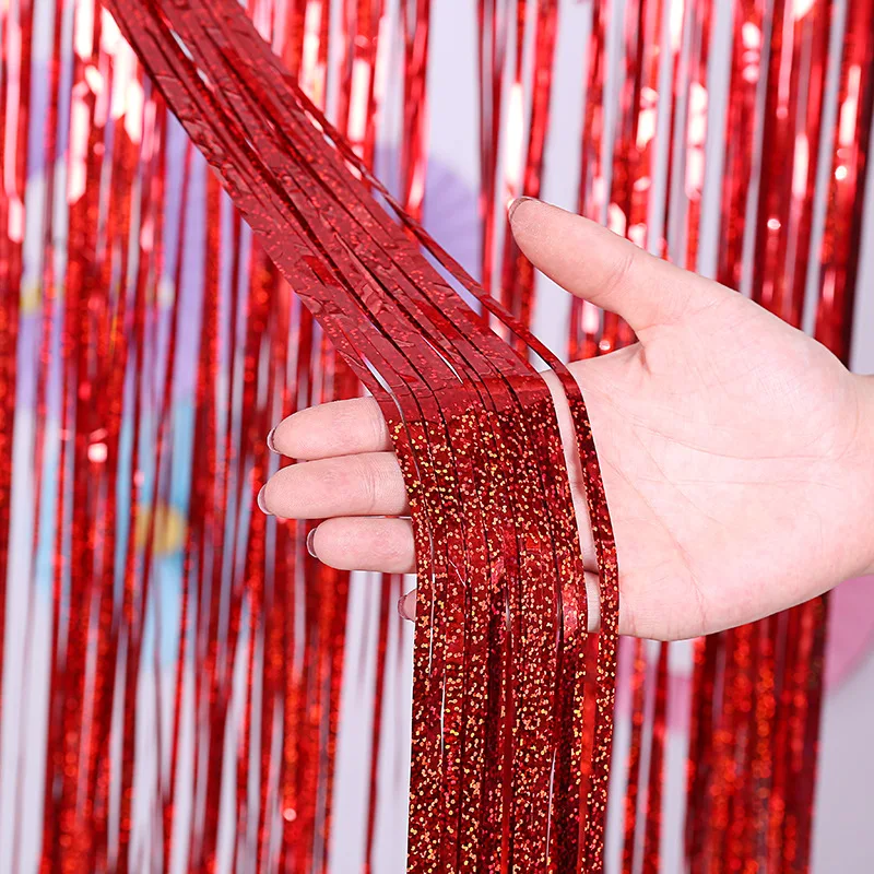 1m X 2m Laser Foil Curtain Tinsel Curtains Party Decoration Metallic