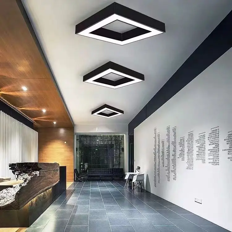 product led office square chandelier for meeting rooms gyms shopping malls ceiling lamp with modeling light-22