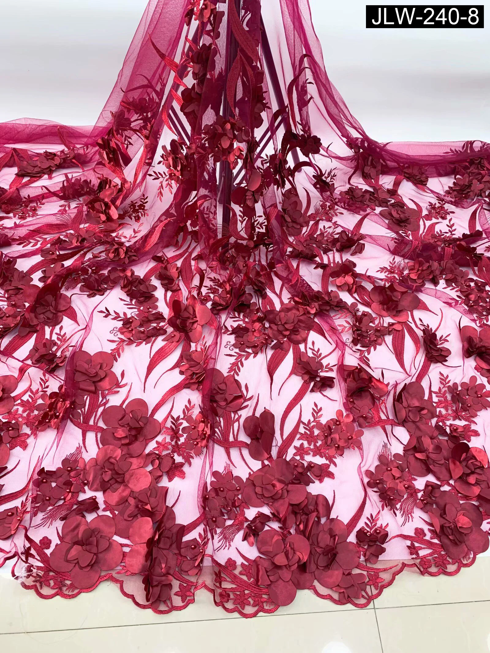 French Lace 3d Flower Beaded Embroidery Tulle Lace Bridal Gowns Wedding