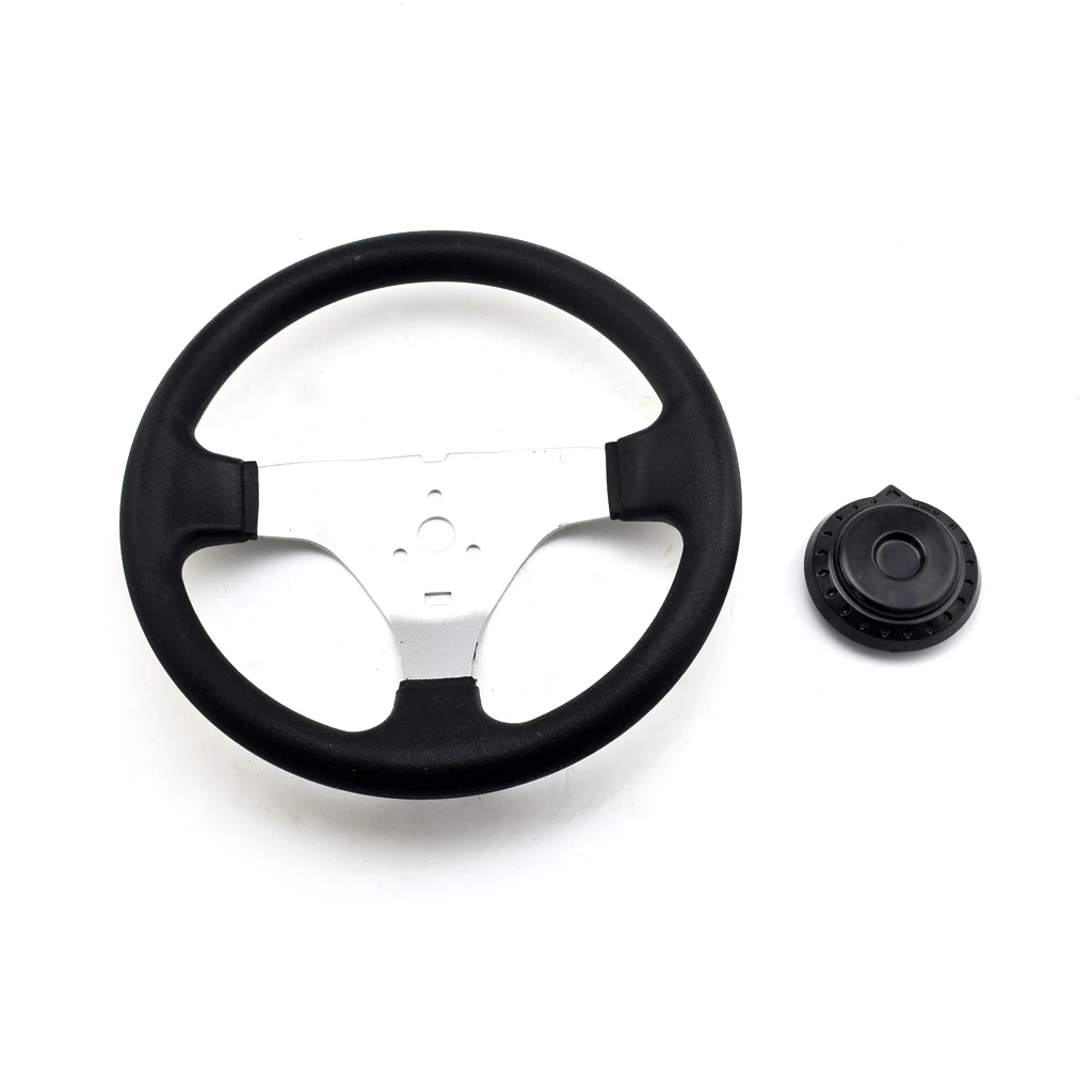 Trkimal Steering Wheel 300mm Steering Wheel with Cap for Taotao Go-Kart & Dune Buggy Racing Cart Accessory