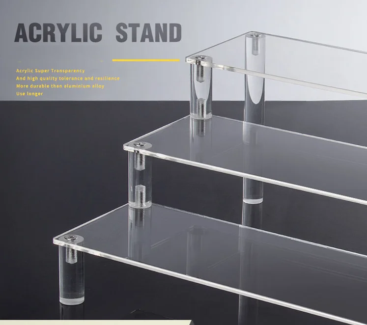 Acrylic Riser Display Shelf 3 Steps Display Stand For Figures Toys