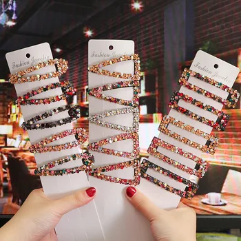 crystal hollow hair clip for women snap barrette stick hairpin