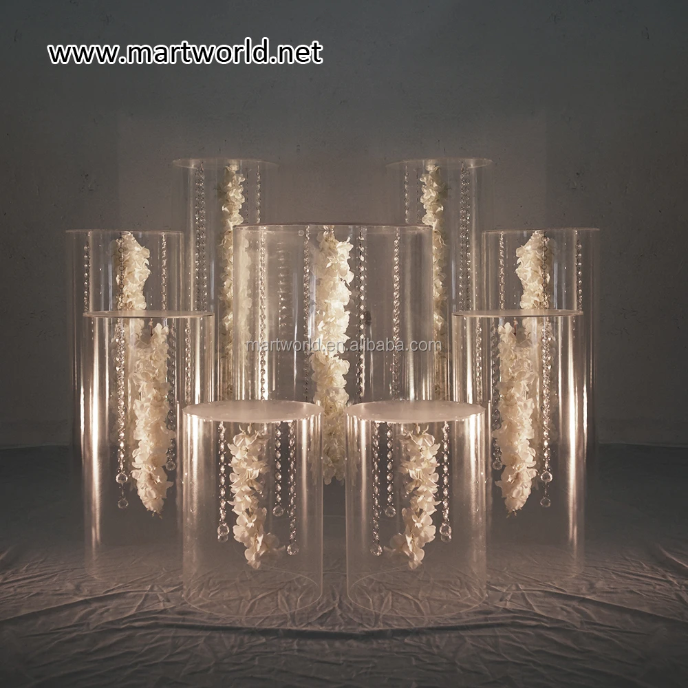 White Plinth Pedestals Table Display Bridal Flower Stands Columns For