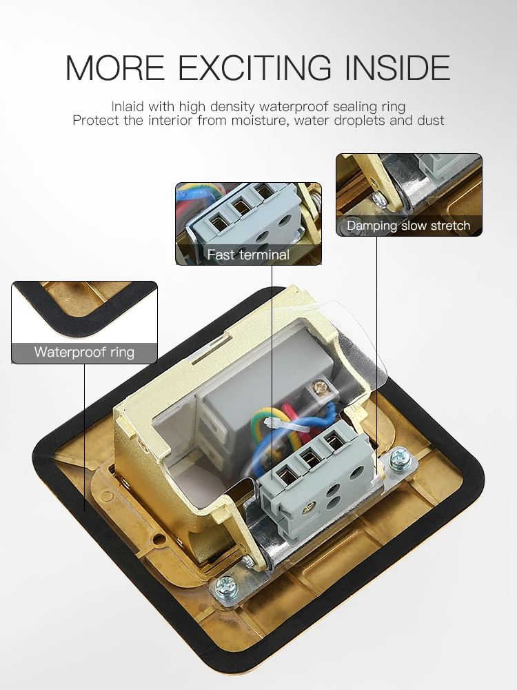 British standard brass power 13A damping pop-up floor outlet box