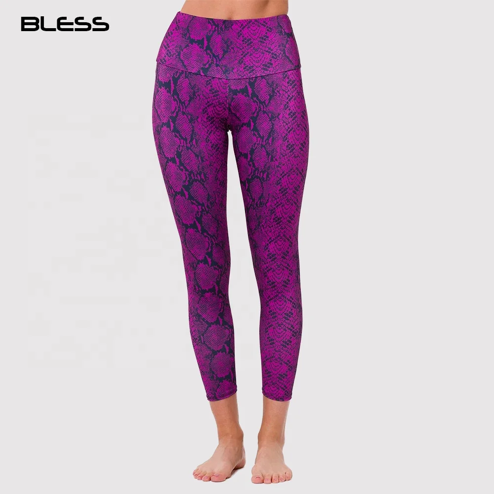 
Snakeskin Polyester Spandex Workout High Waisted Yoga Leggings 