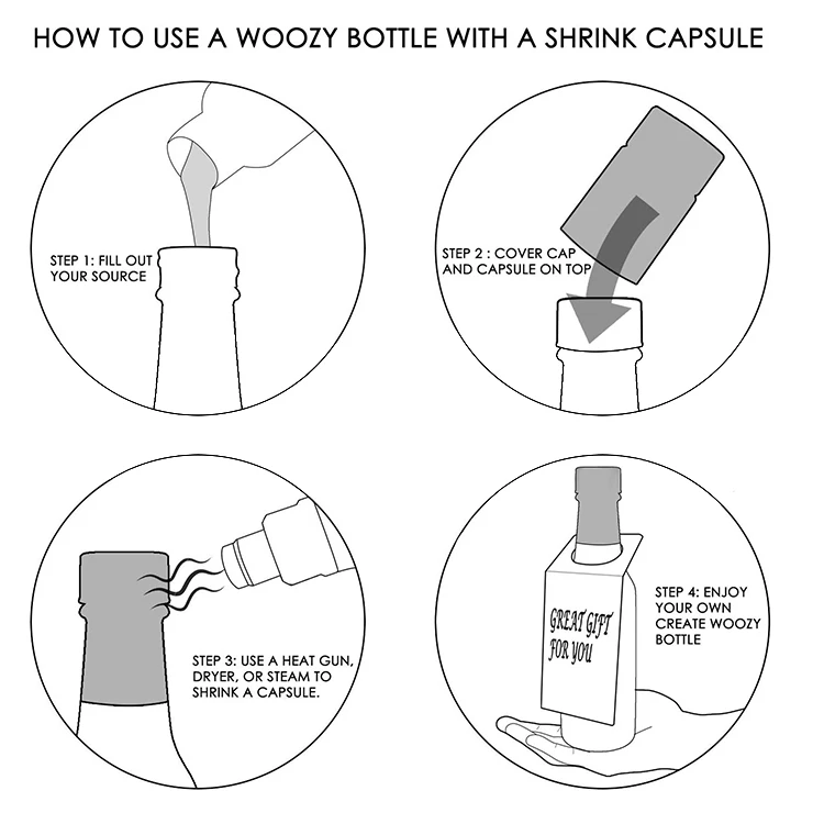 (24 Pack) 5 Oz Clear Food Grade Glass Hot Sauce Woozy Bottles With