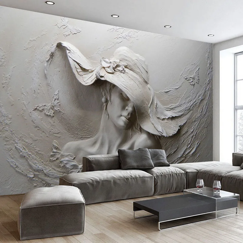 Custom Any Size 3d Mural Wallpaper Gray Beauty Modern Abstract Art Wall  Painting Embossed Living Room Girl Wallpaper Home Decor - Buy Sound  Deadening Wallpaper,Wall Paper Custom,Wallpaper Thermal Insulation Product  on 