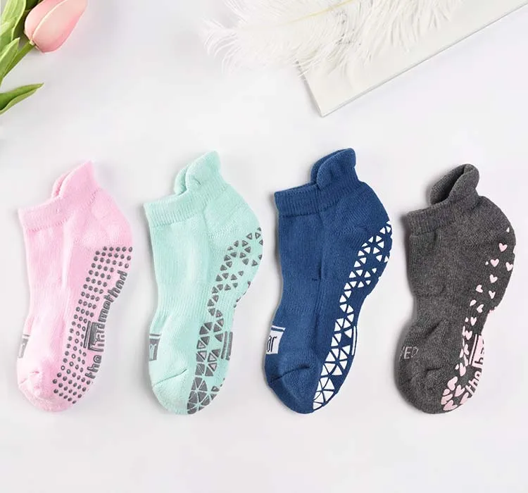 Custom Toeless Anti Slip Women Non Slip Yellow Silicone Gel Grip With Logo Yoga Socks 