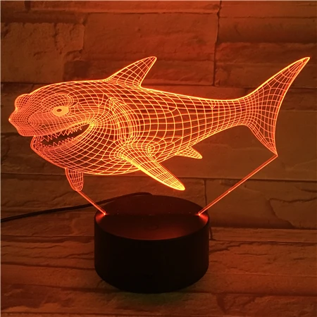 Shark 3d illusion lamp usb night light laser white lamp with black base modern acrylic table lamp for decoration