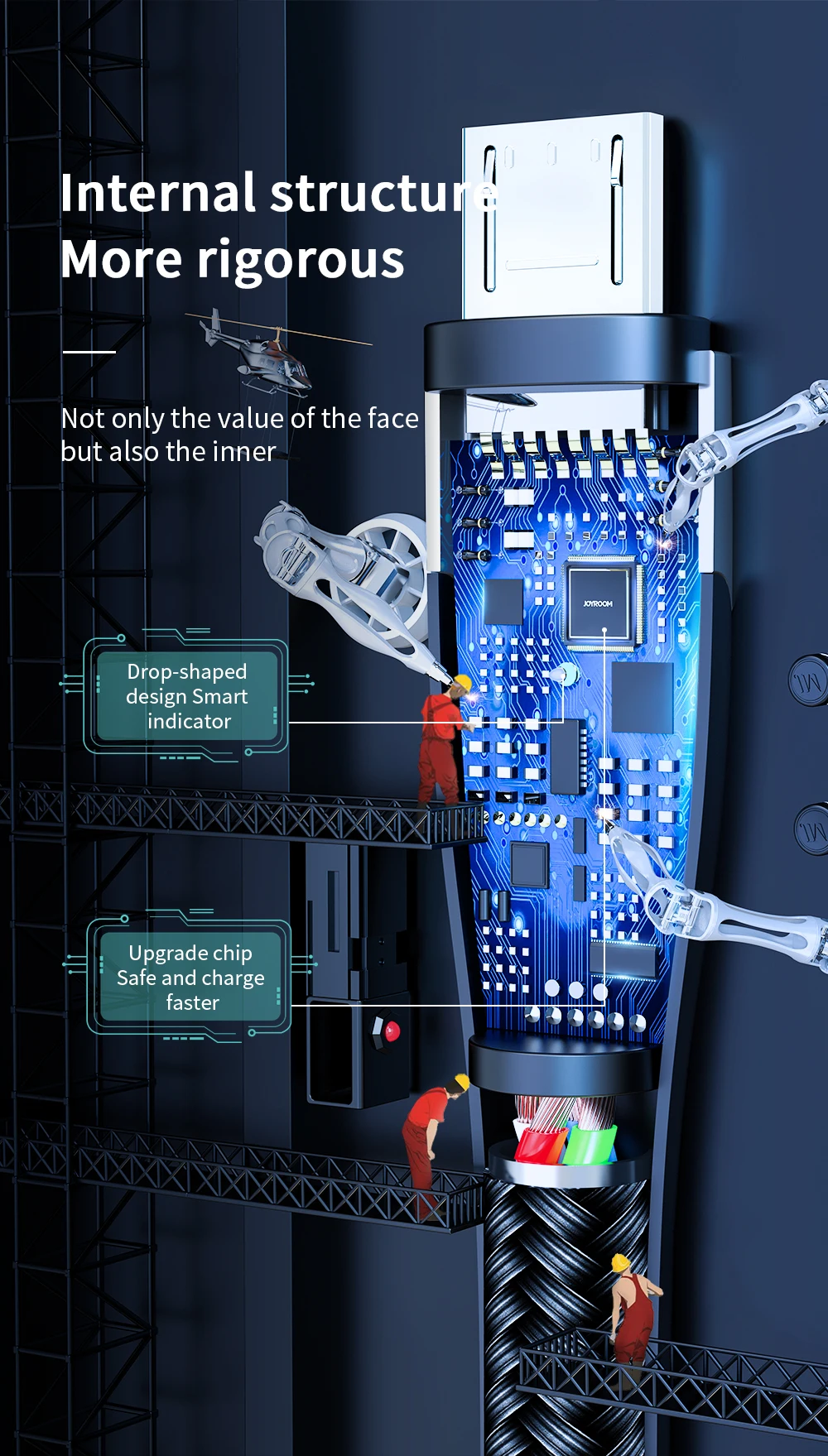 Joyroom data charger top selling led light fast 3m micro usb cable