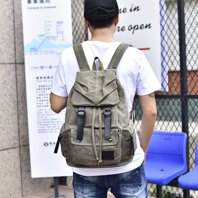 2020 fashion newest outdoor school rucksack waxed canvas waterproof hiking traveling backpack bag.jpg
