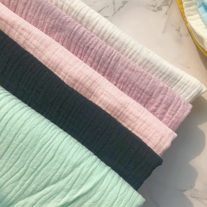 纯棉双层纱布绉纱婴儿纯棉面料时尚连衣裙面料