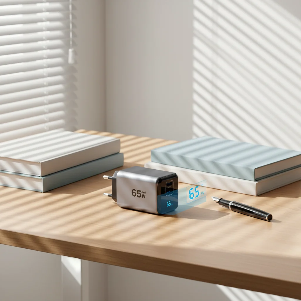 Eco-friendly GaN 65W 3-port USB-C adapter with recycled plastic housing
