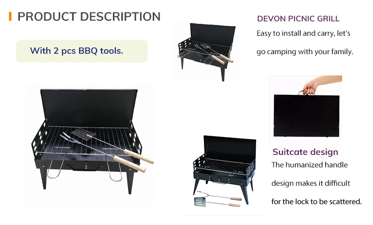 Box shape Outdoor Mini Patio Heritage Folding Barbecue Bbq Charcoal Portable Grill Camping Stainless Steel