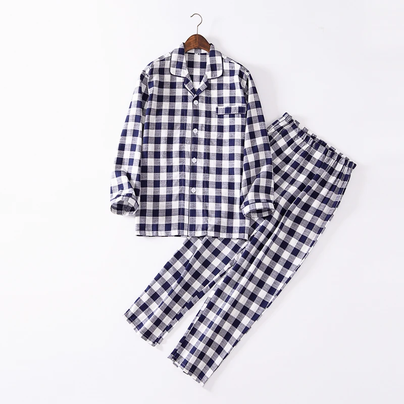 Halloween 2020 latest men clothing wholesale skin friendly plaid long sleeve shirt set pajama men's sleepwear pajamas set