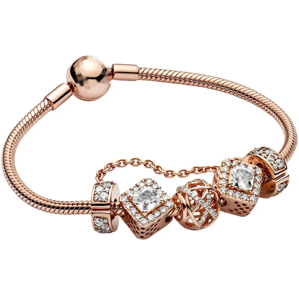 

New Rose Gold 925 Silver Charm Bracelets