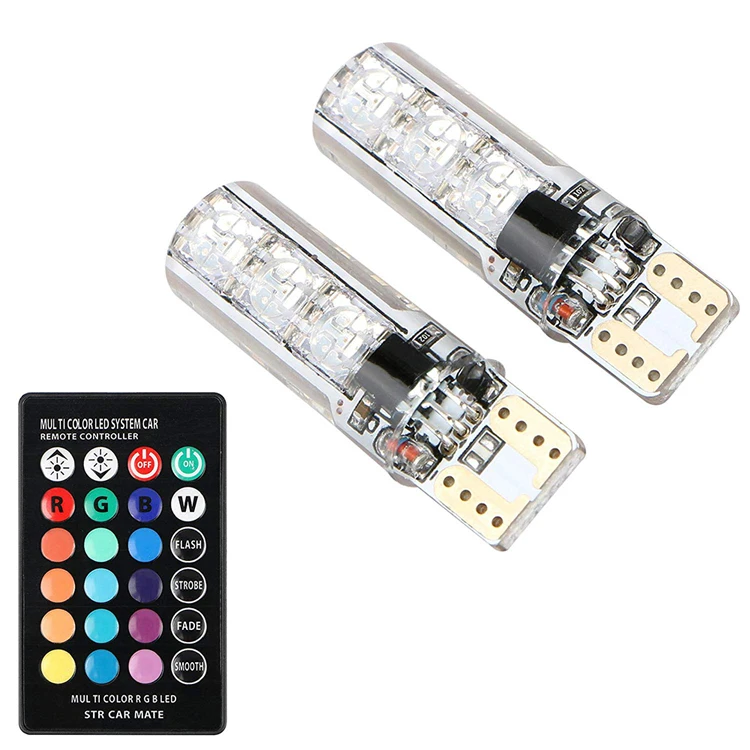 6SMD 5W RGB Car Led T10 5050 Remote Multi Colors Changing
