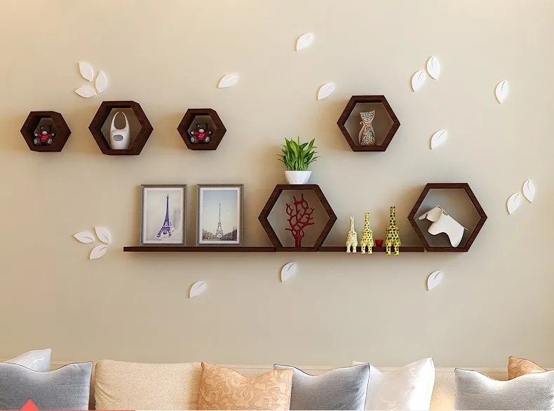 Nordic modern furniture Fixed Wall Floating Wall Mount Commercial Floating Commodity Wooden Wall Shelf
