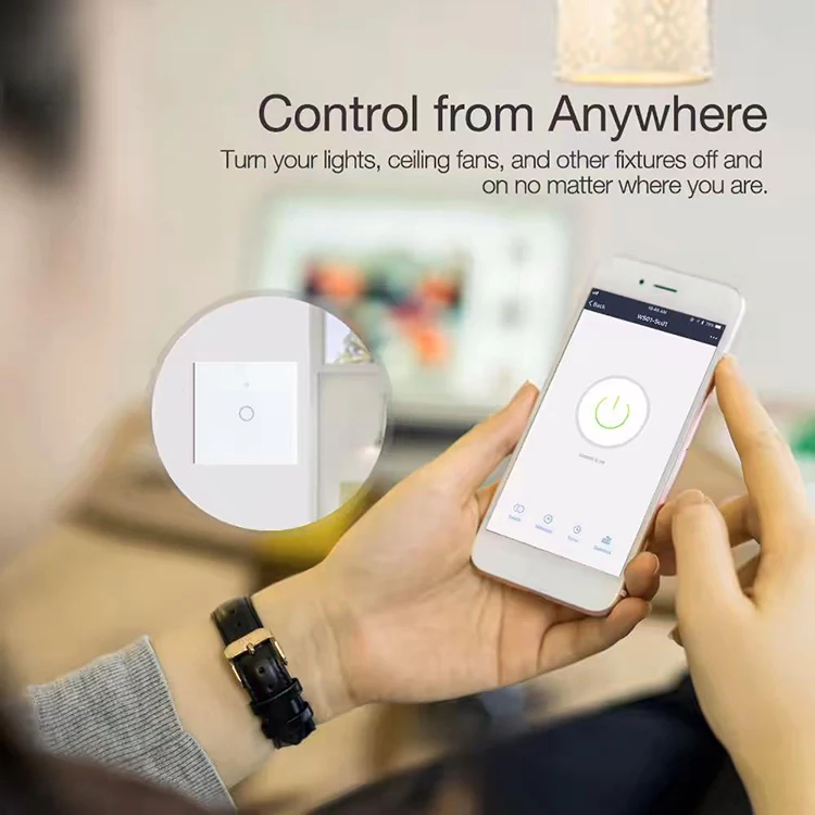 Tuya APP WIFI Controlled Smart Wall Mounted LED Light Dimmer Switch Supports with Alexa google Smart Wifi Switch Home System