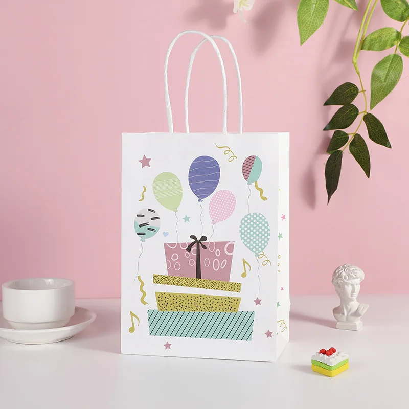 New Birthday Kraft Handbag Creative Cartoon Shopping Paper Bag Gift Bag ...