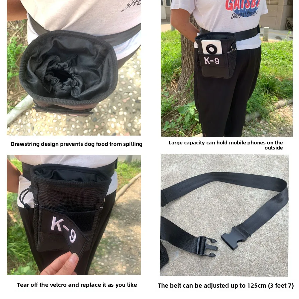 Multifunctional K9 Dog Training Waist Bag Outdoor Pet Feeding Bag with Nylon and Linen Supplies for Dog and Cat Training