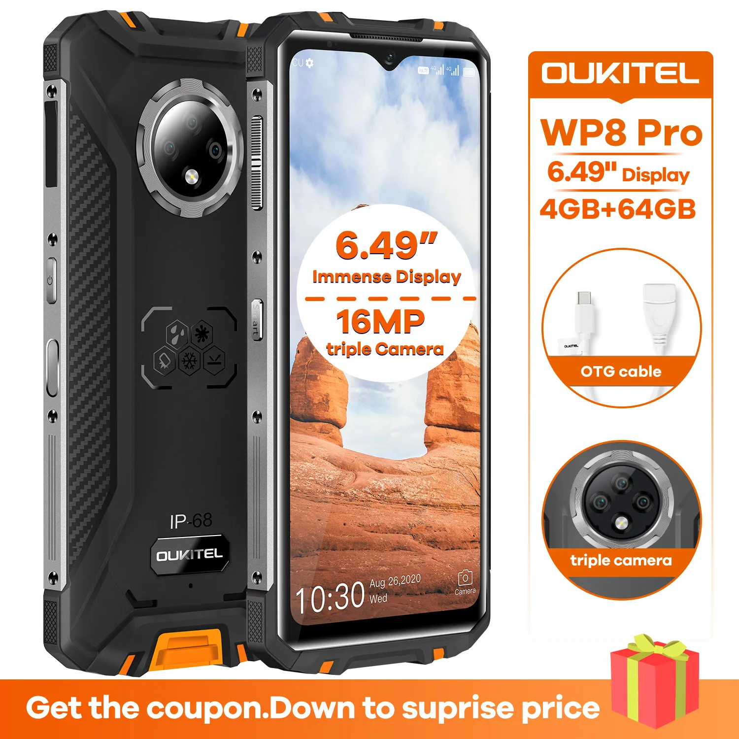 Best Selling Oukitel Wp8 Pro Ip68 Waterproof Nfc 6.5inch Display 4gb ...