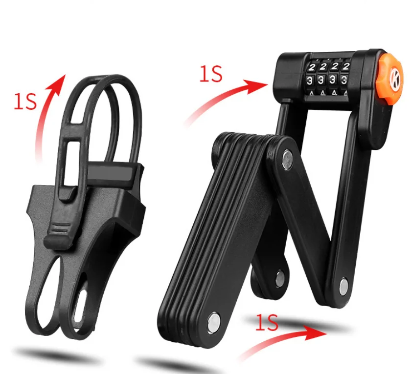 4 Digits Foldable Bicycle Heavy Duty Lock Steel Combination Lock