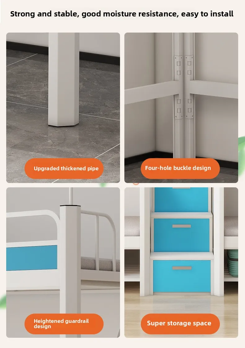 desk combination iron frame bunk bed-9