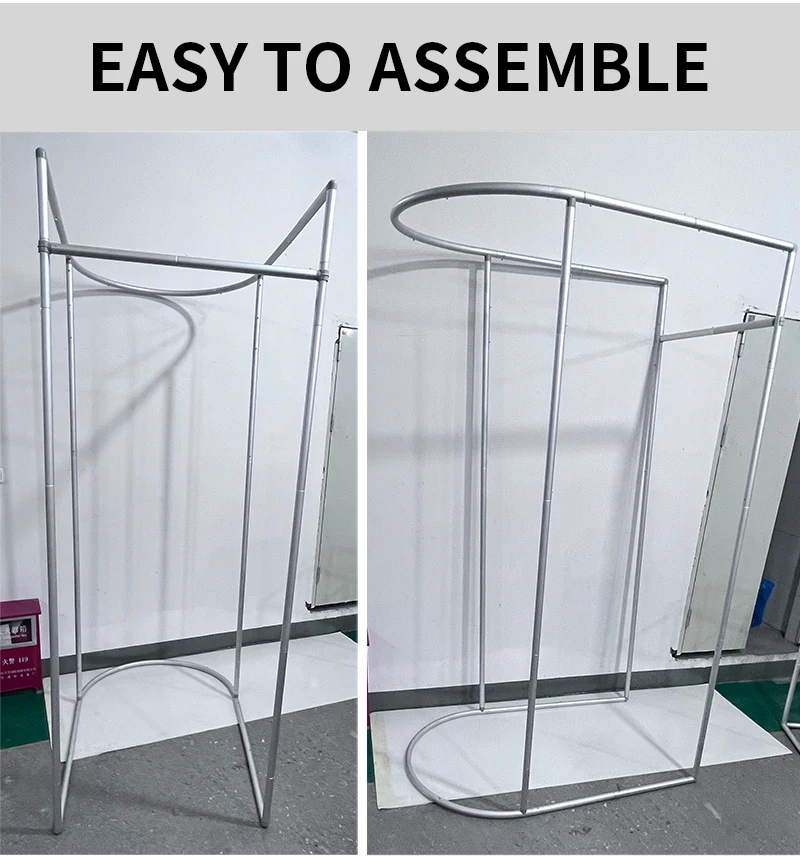 Aluminum Frame Portable Fitting Room Display Stand for Fashion Stores, Trade Exhibitions and Display Racks H2e480439e5e54cf181a96d3f66632e17D