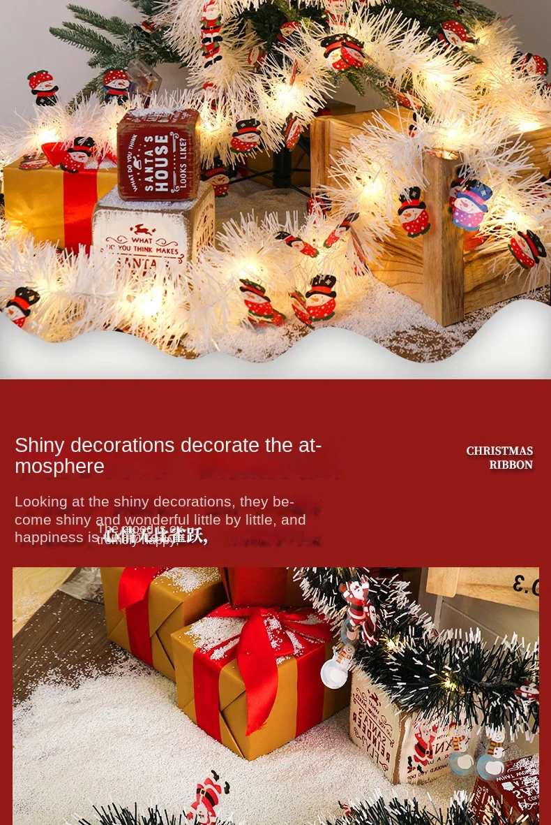 IP65 Waterproof LED Christmas Ribbon Lamp Copper Wire Atmosphere String Lights Party Decorations Wool Strip Lamp Cross-Border