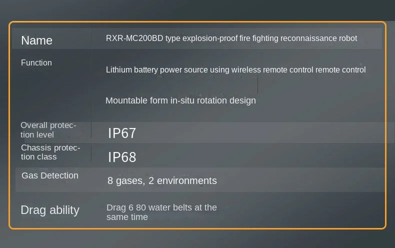 Explosion-Proof RXR-MC200BD Electric Firefighting Reconnaissance Robot for Petrochemical Enterprise Tunnels