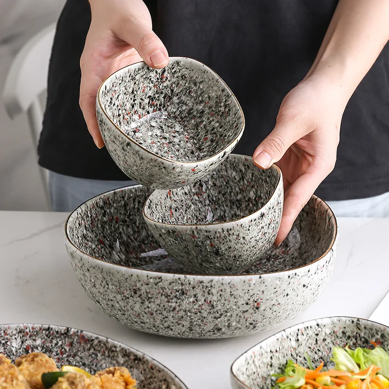 Glaze kiln porcelain tableware microwave oven special phnom Penh irregular rice bowl soup western dish