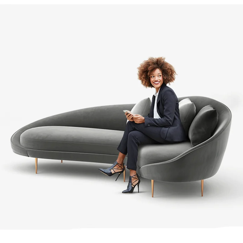 Modern luxury velvet sofa furniture comfortable living room grey velvet sofa