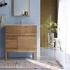New design timber mirror solid surface sink bathroom vanity