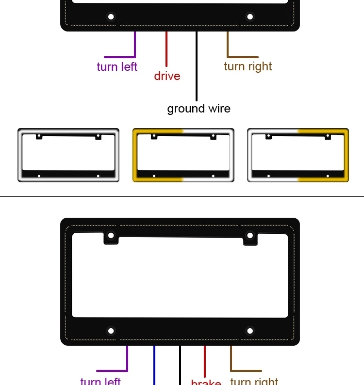 Built In Led Strip License Plate Light Auto License Plate Frame