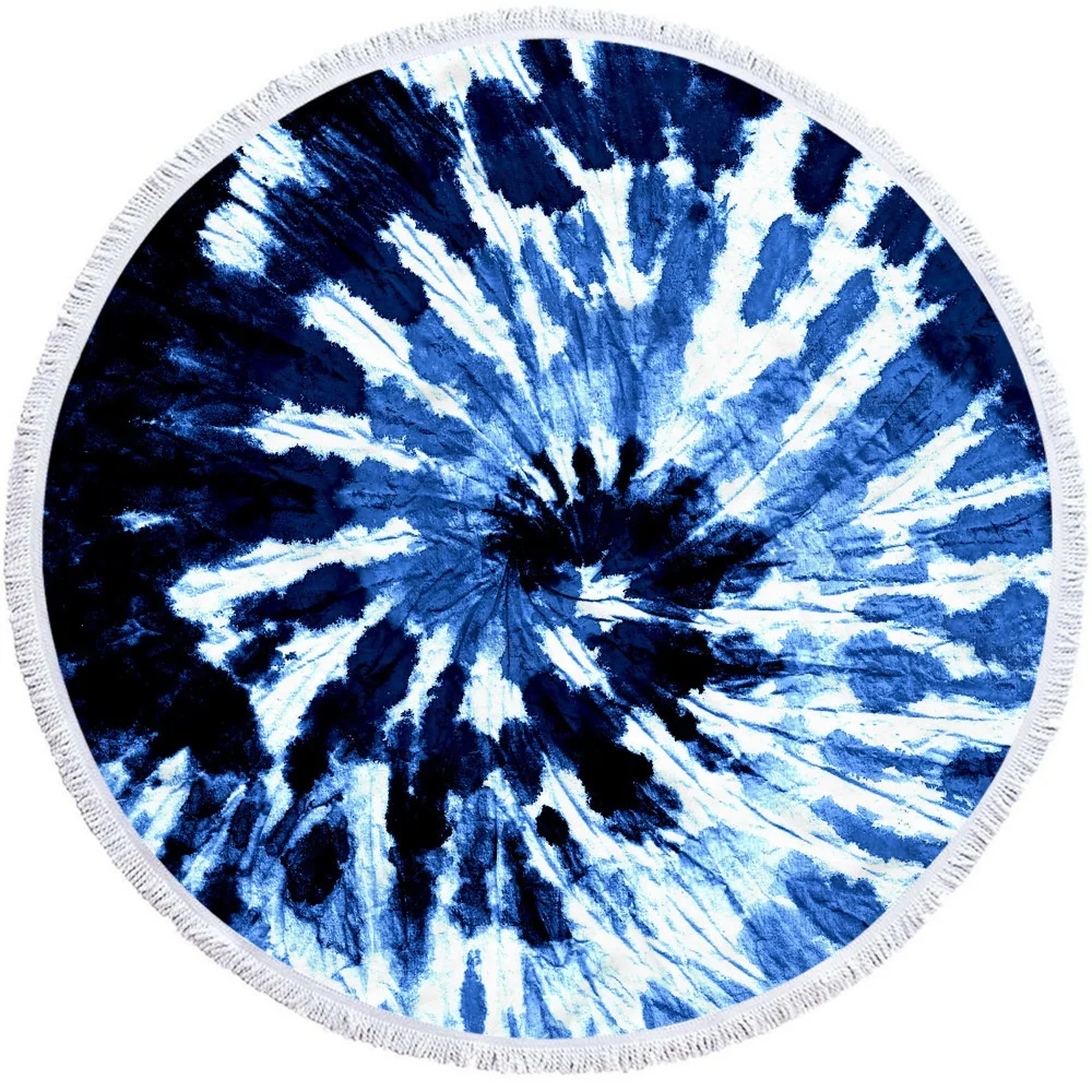 特大号扎染印花效果圆形超细纤维数码印花沙滩巾