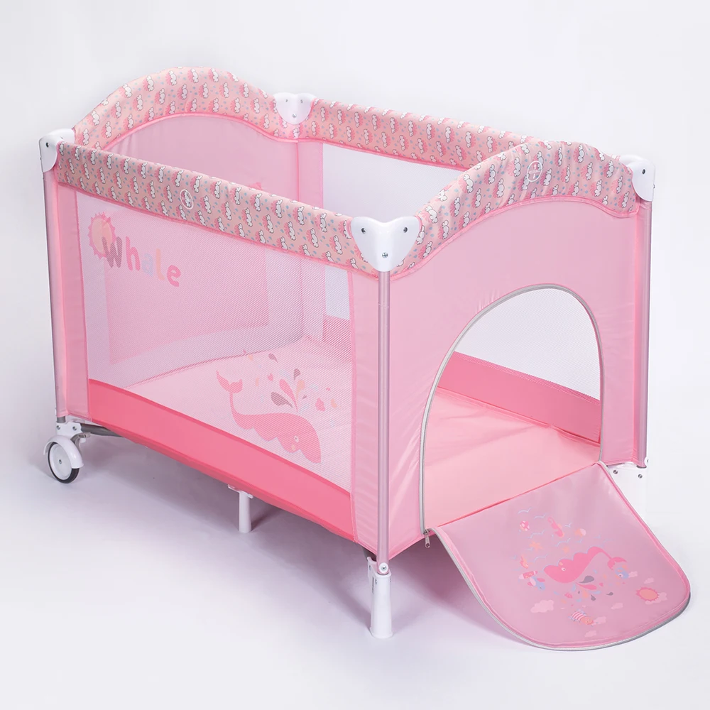 Pink Baby Crib With Wheels With Double Layer Buy Baby Crib,Baby Crib