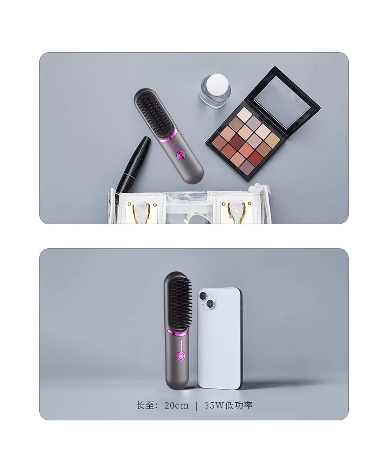 Professional Hair Straightener Heater Brush Rechargeable Brush For