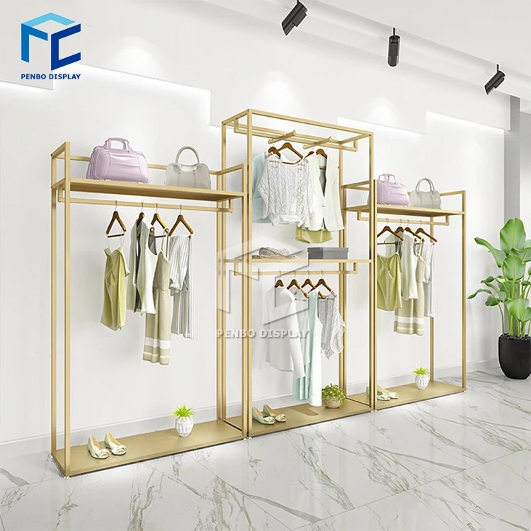 Luxury Gold Clothing Rack With Black Marble Coat Rack Clothing Store ...