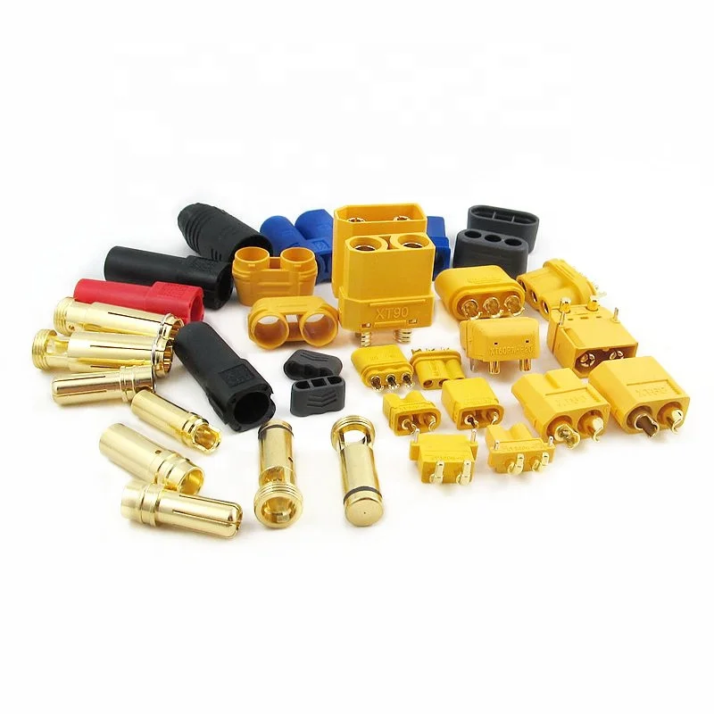 5 X Connettori XT90E-M Maschio Per Batterie LiPo - 90A-120A, 2 Pin, Con Cavo, Nero - Vuniversum