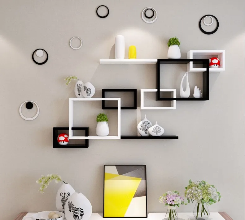 Home Mount Black Metal Display Wire Wall Rack Modern Wall Shelf