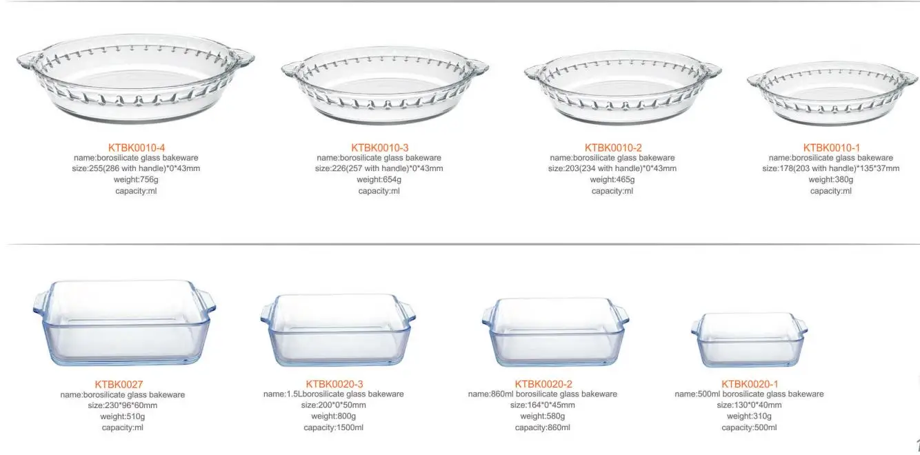 High borosilicate Wholesale market baking dish glass bakeware glass food container