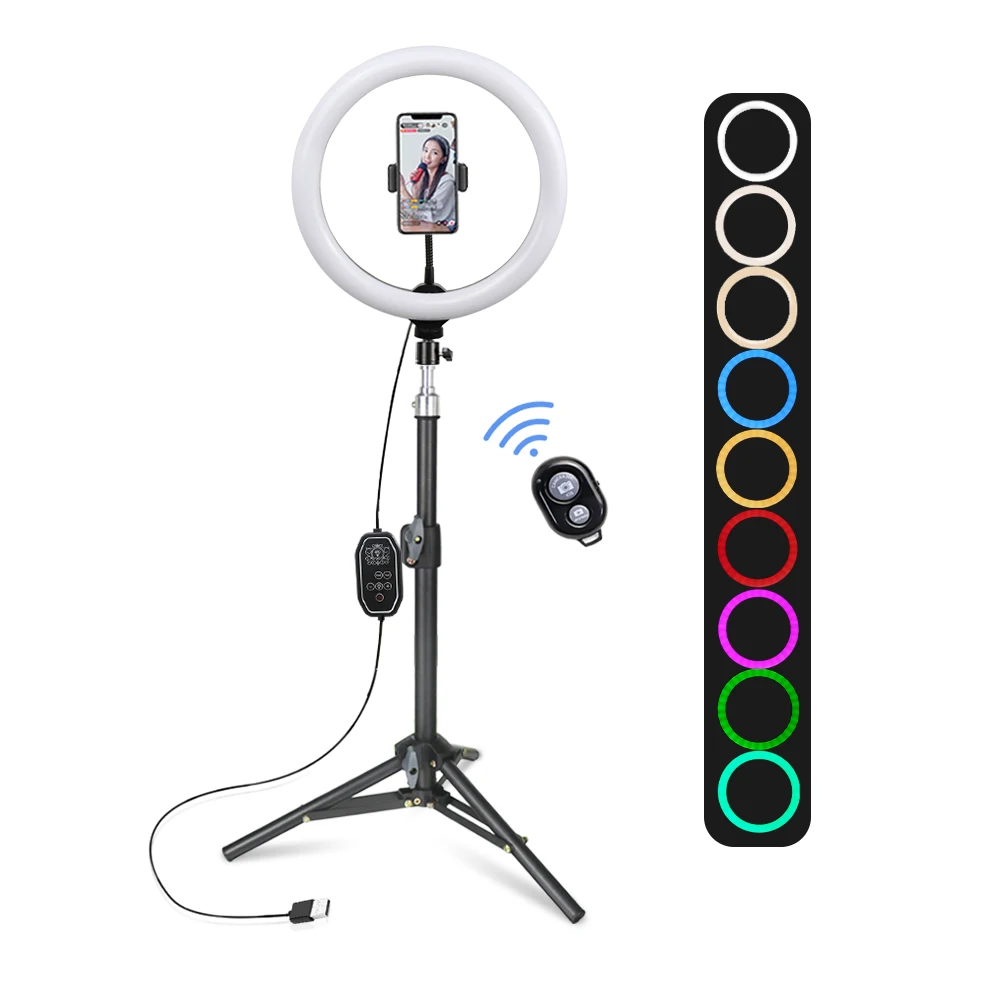 10 12 14 16 18 Inch Ring Light RGB with Bluetooth Tripod