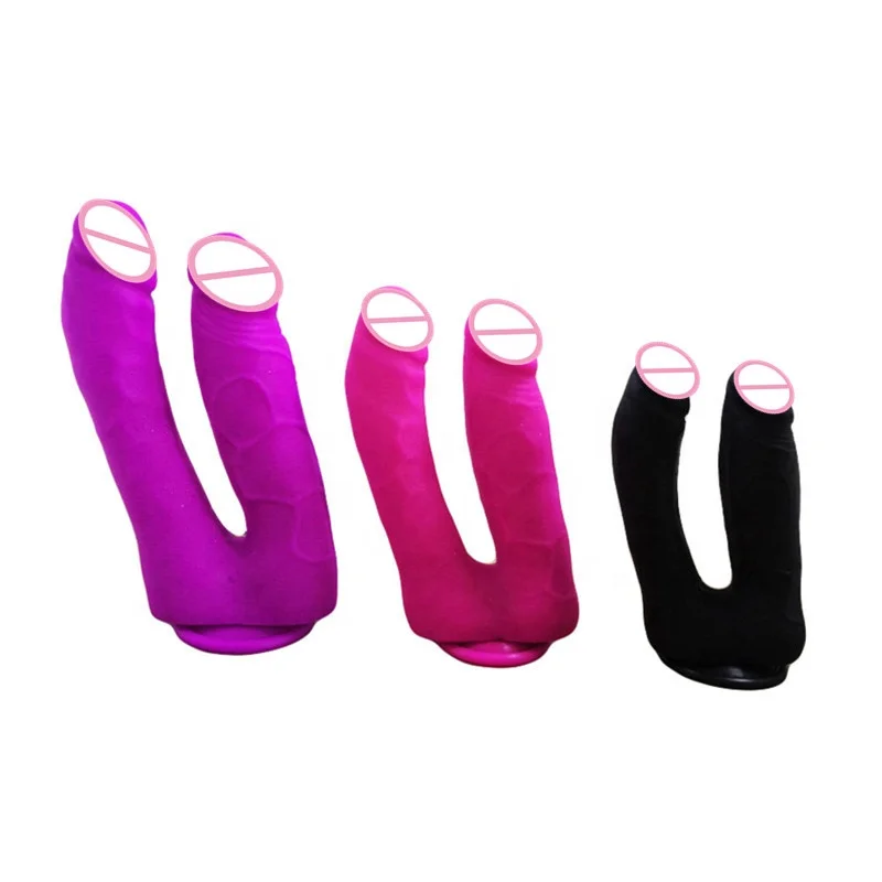 Factory adult toy silicone double penetrator dildo for women masturbation U shaped sex toys women dildo