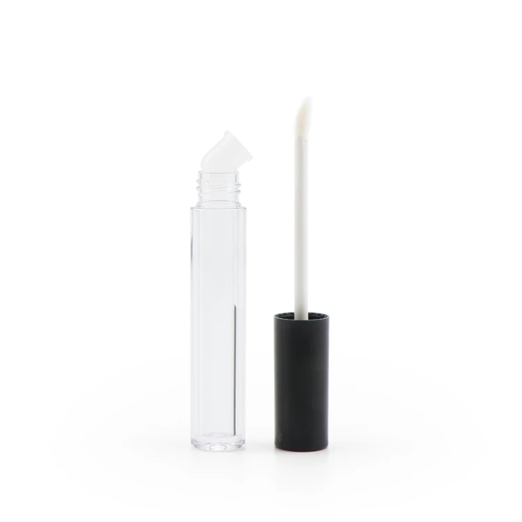 OEM logo 3ml 5ml 6ml 8ml empty round small lip gloss liquid transparent plastic tube vendor with wand for makeup