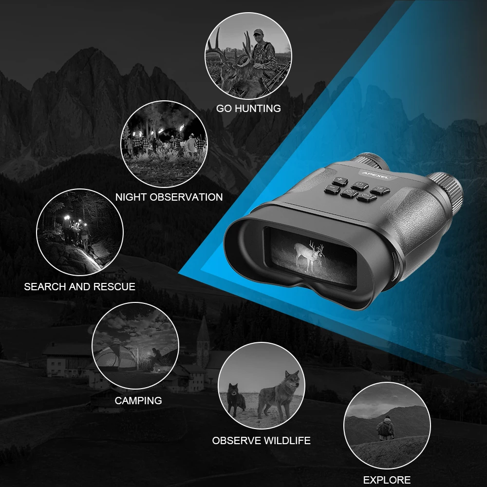 Apexel heat thermo video recorder binoculars infared hunting long distance night vision binoculars for spotting scope