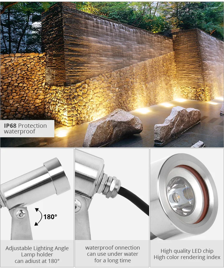 Savia Outdoor Lamp 12v Led 3*1w 116lm 3000k Ip68 Adjustable Underwater