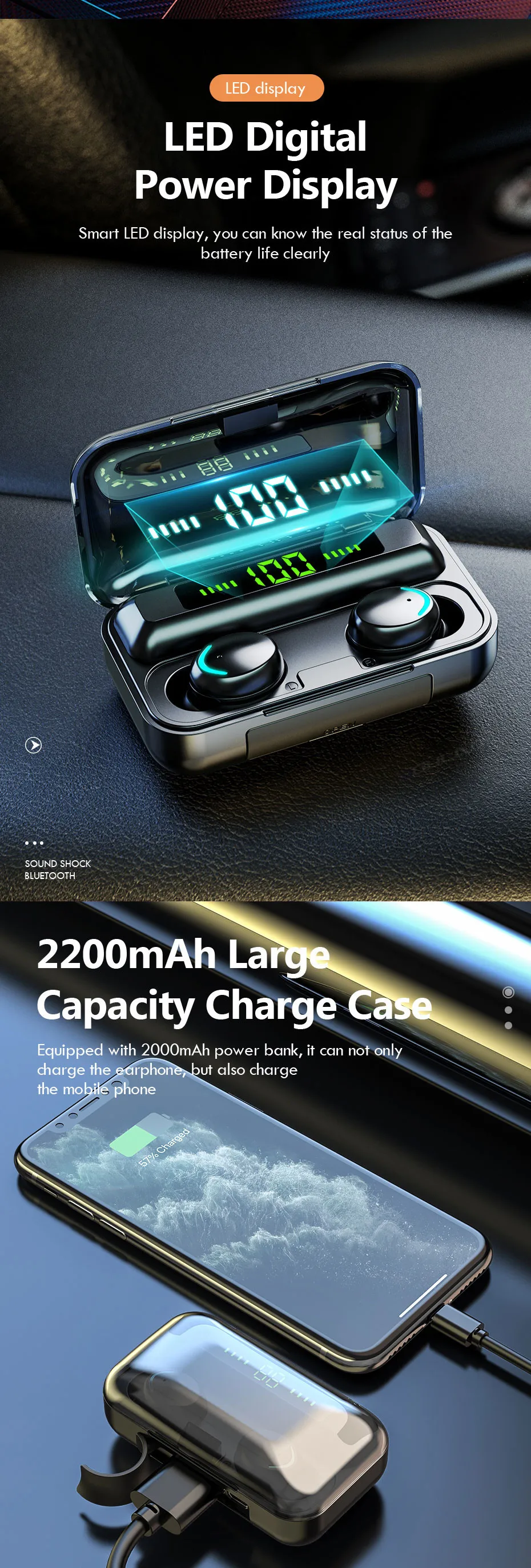 True Wireless Earbuds Headphones Touch Control with Wireless Charging Case IPX8 Waterproof TWS Stereo Earphones in-Ear - ANKUX.COM