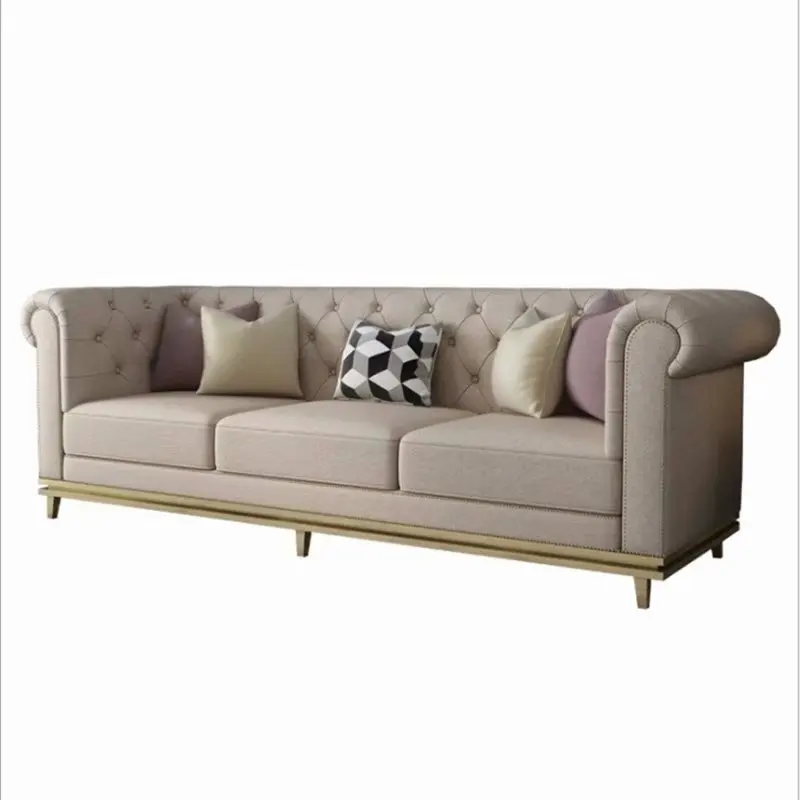Custom furniture American button living room 3-seater sofa